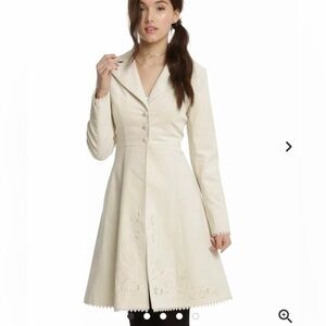 NWT Disney Beauty and the Beast Cream Long corset back Coat